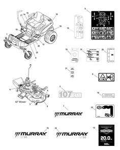 Part Location Diagram of 7102607YP Murray DECAL, OPERATION, ZT